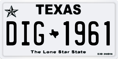 TX license plate DIG1961