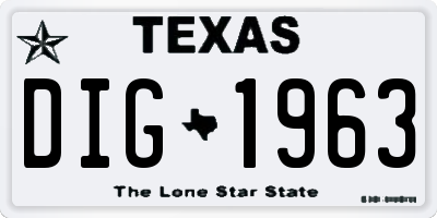 TX license plate DIG1963