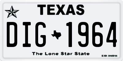 TX license plate DIG1964