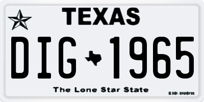 TX license plate DIG1965