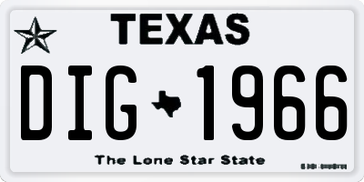 TX license plate DIG1966