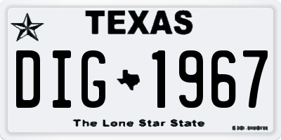 TX license plate DIG1967