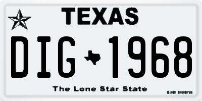 TX license plate DIG1968