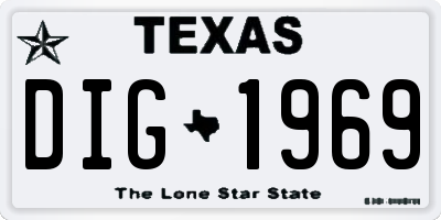 TX license plate DIG1969