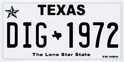TX license plate DIG1972
