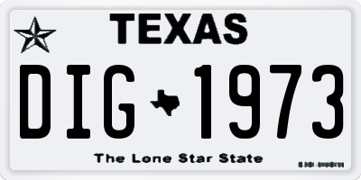 TX license plate DIG1973