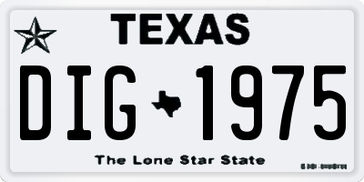 TX license plate DIG1975