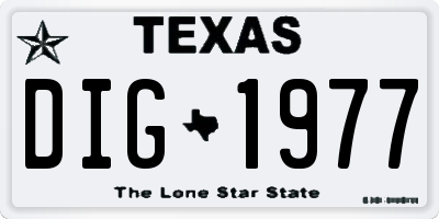 TX license plate DIG1977