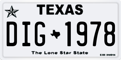 TX license plate DIG1978