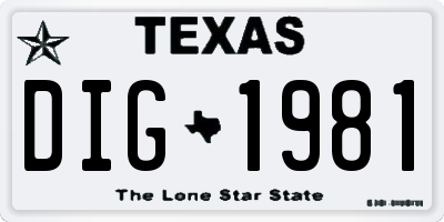 TX license plate DIG1981