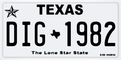 TX license plate DIG1982