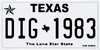 TX license plate DIG1983