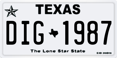 TX license plate DIG1987