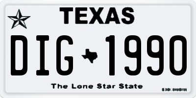 TX license plate DIG1990