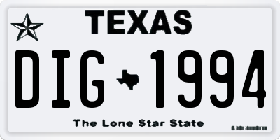 TX license plate DIG1994