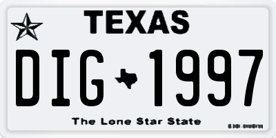 TX license plate DIG1997