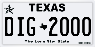 TX license plate DIG2000
