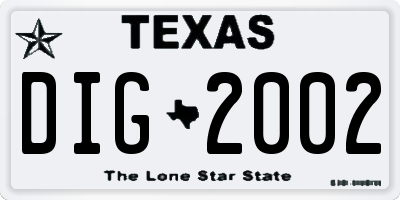 TX license plate DIG2002