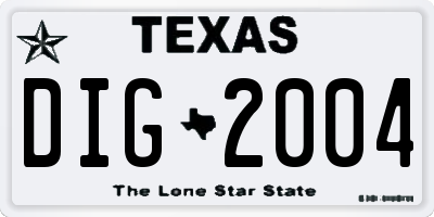 TX license plate DIG2004