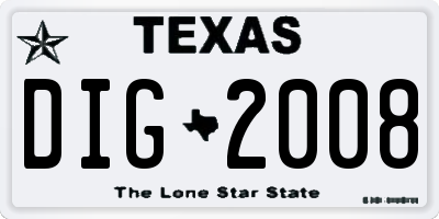 TX license plate DIG2008