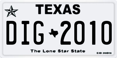 TX license plate DIG2010