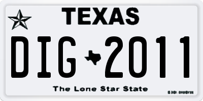TX license plate DIG2011