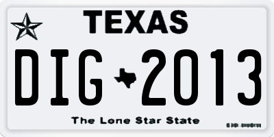 TX license plate DIG2013