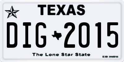 TX license plate DIG2015