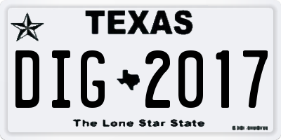 TX license plate DIG2017