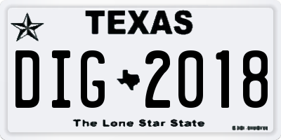 TX license plate DIG2018
