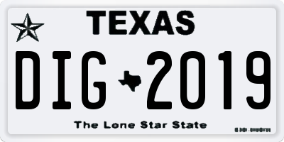 TX license plate DIG2019