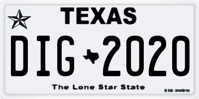 TX license plate DIG2020