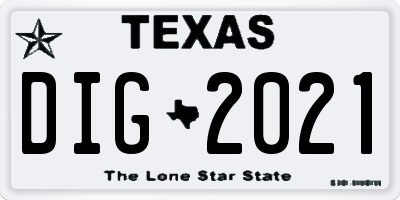 TX license plate DIG2021