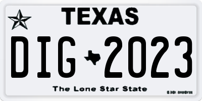 TX license plate DIG2023