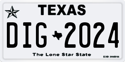 TX license plate DIG2024