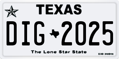 TX license plate DIG2025