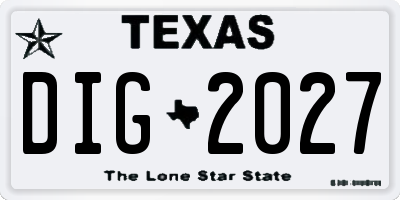 TX license plate DIG2027