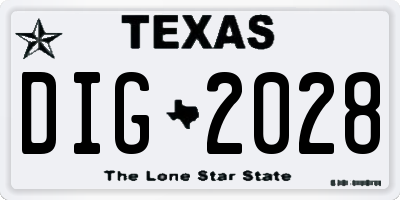 TX license plate DIG2028