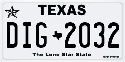 TX license plate DIG2032