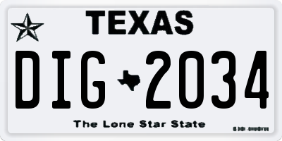 TX license plate DIG2034