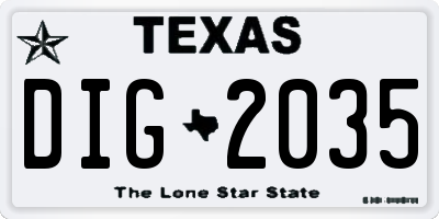 TX license plate DIG2035