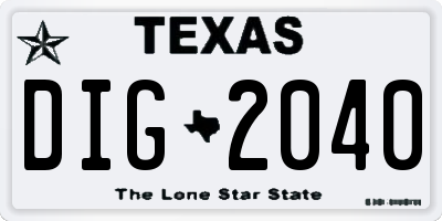 TX license plate DIG2040