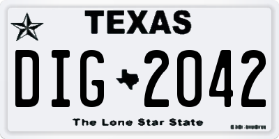 TX license plate DIG2042