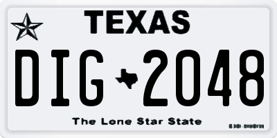 TX license plate DIG2048