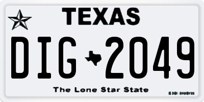 TX license plate DIG2049