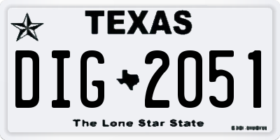 TX license plate DIG2051