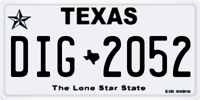 TX license plate DIG2052