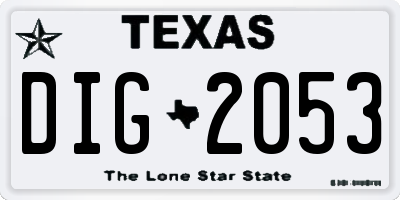 TX license plate DIG2053