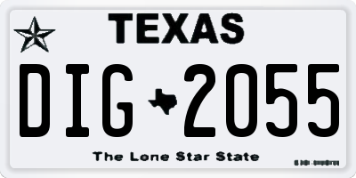 TX license plate DIG2055