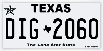 TX license plate DIG2060